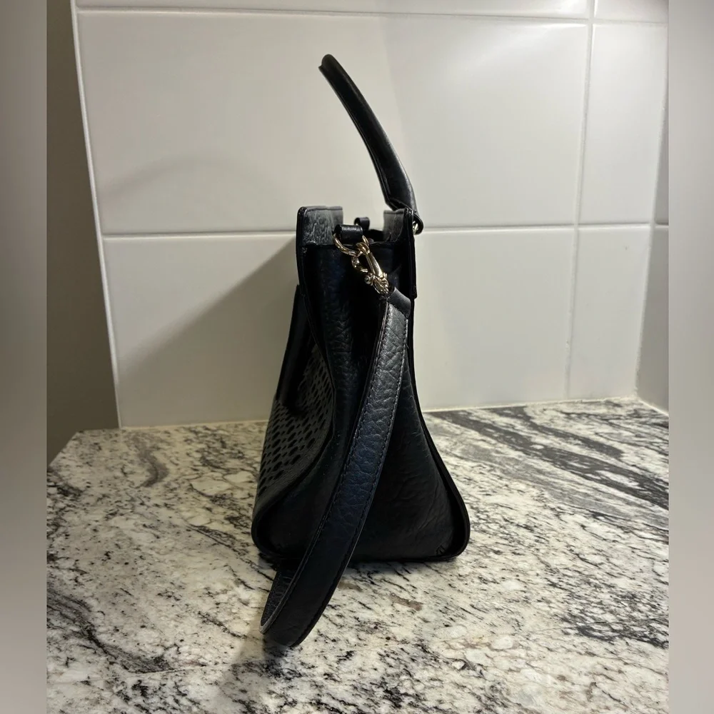 Kate Spade Tote Purse Black with gold accent and lattice detail - Picture 4 of 14